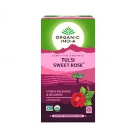 Чай тулси с розой, 25 пакетиков, Органик Индия; Tulsi Rose Tea, 25 Tea Bags, Organic India